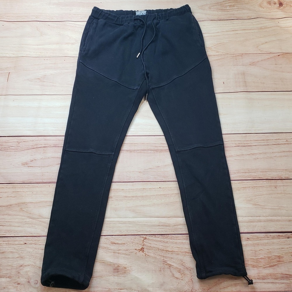 Richie‎ Le Pants Mens M Black Jogger Fleece Slim Tapered Drawstring Pockets